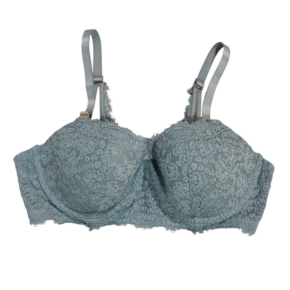 Aerie 38C Real Power Balconette Underwire Lace Bra Convertible Teal Blue